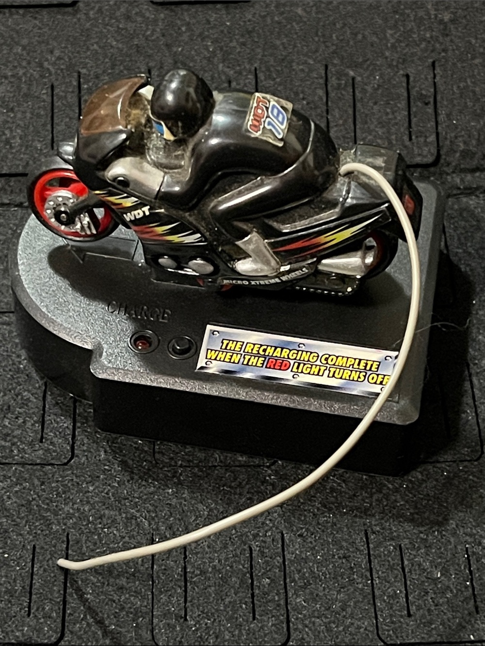 Black Rechargeable Toy Motorcycle with Rider - Unbranded
